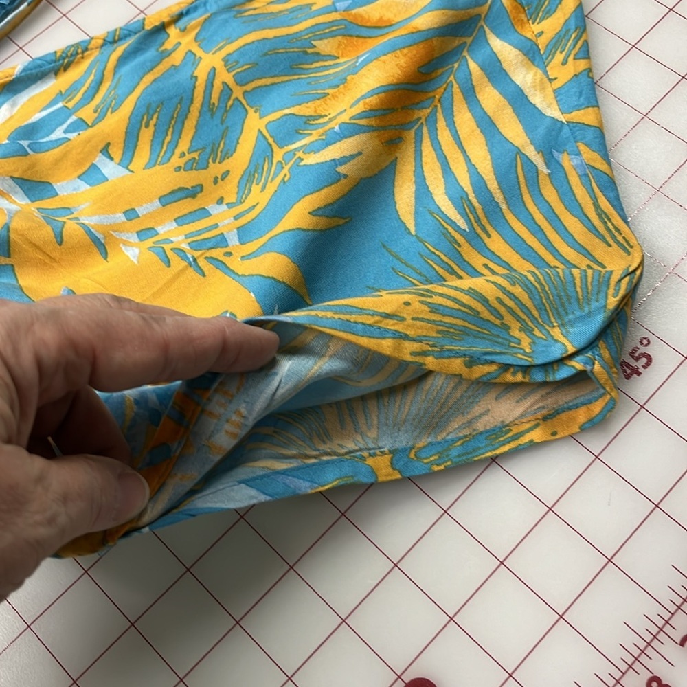 BLUE ISLAND Resort Pool Palm Print Double V Cap SLV Smock Waist Cover Up Dress M - Picture 6 of 15
